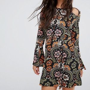 Boohoo Floral Cold Shoulder Dress